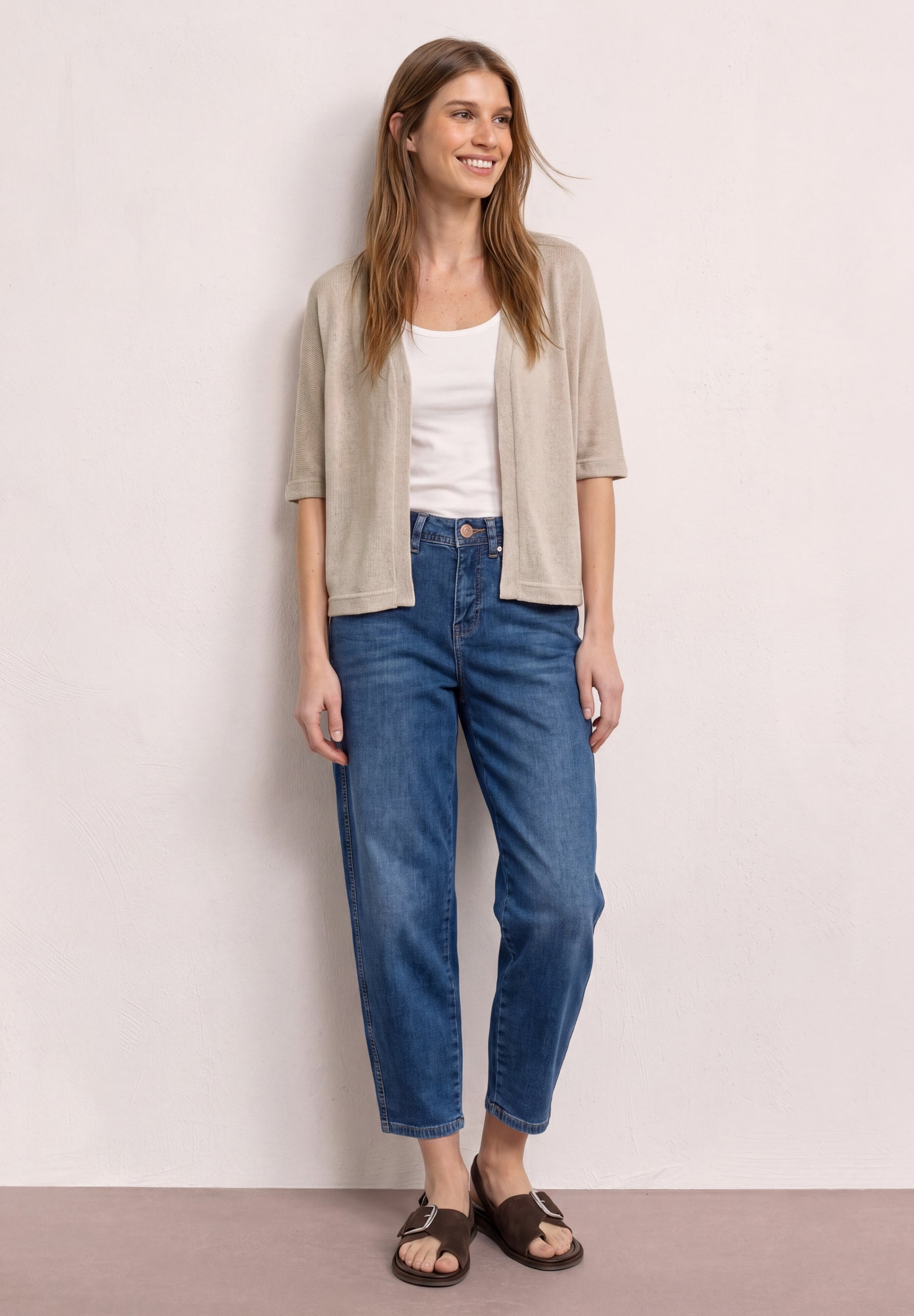 Kurzarm Jacke im Strick-Look mit Glitzer