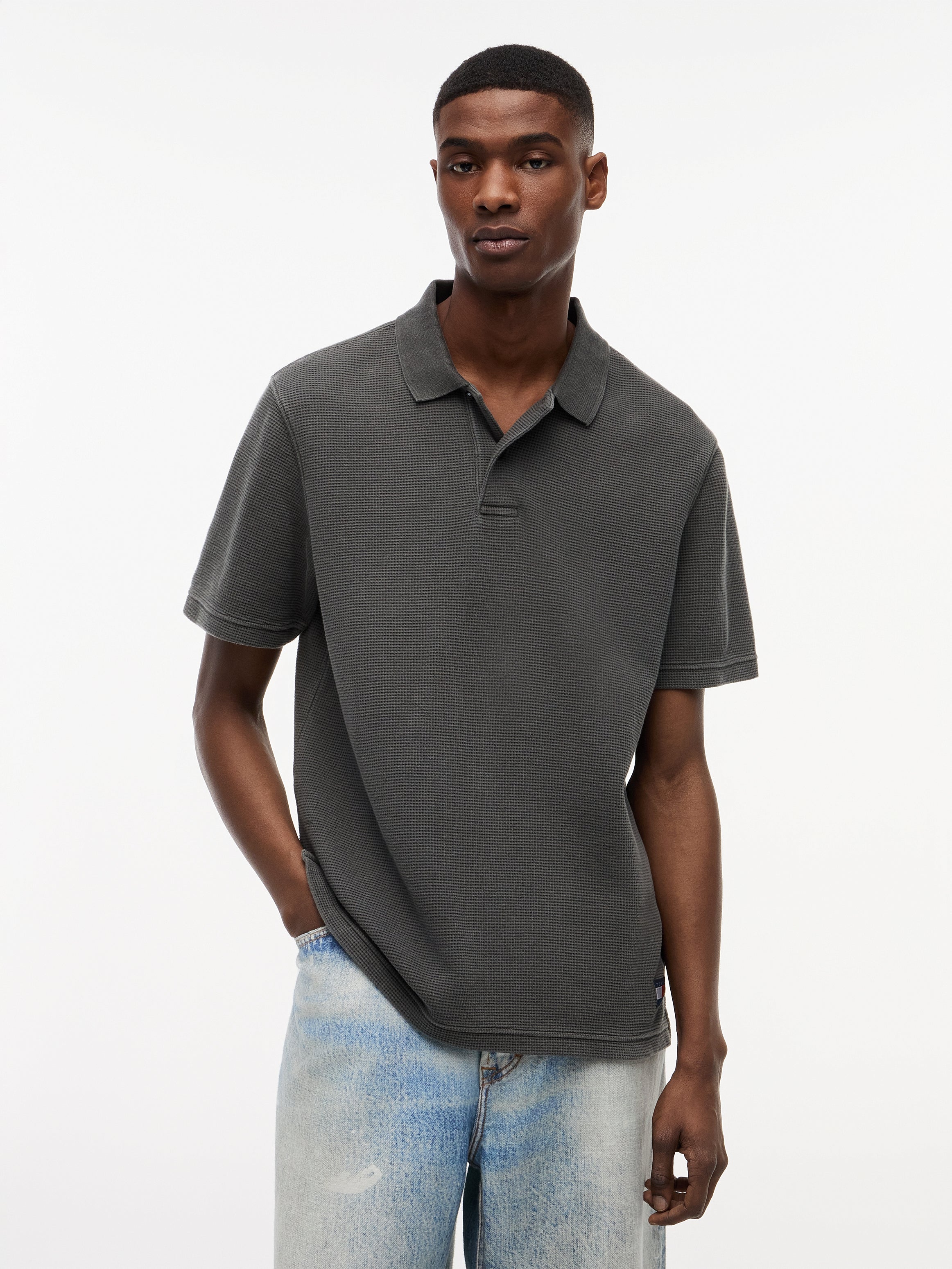 TJM REG WASHED WAFFLE POLO EXT