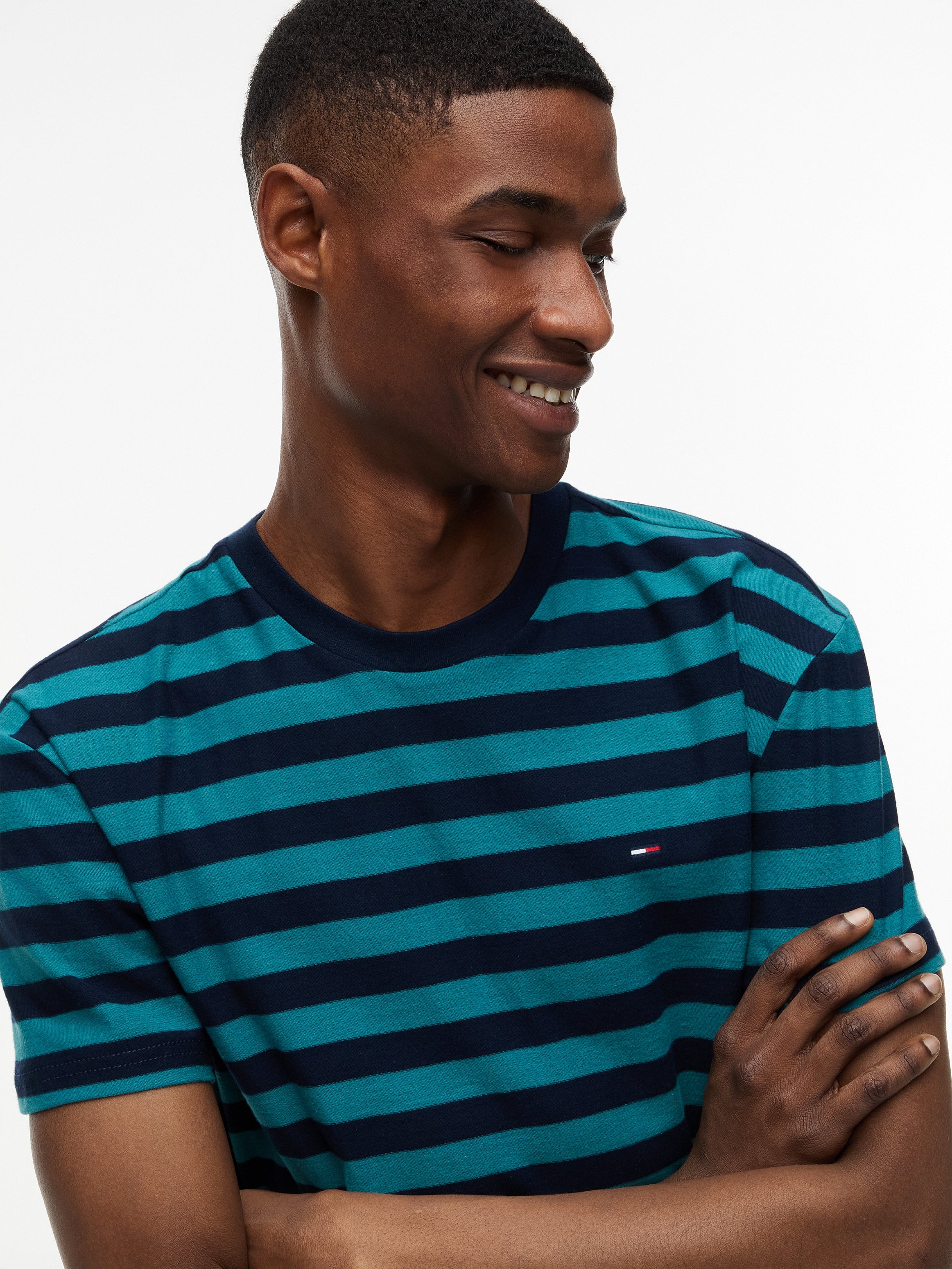 TJM REG ESS STRIPE SS TEE
