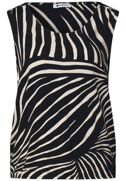 Top mit V-Neck und Elastiksaum