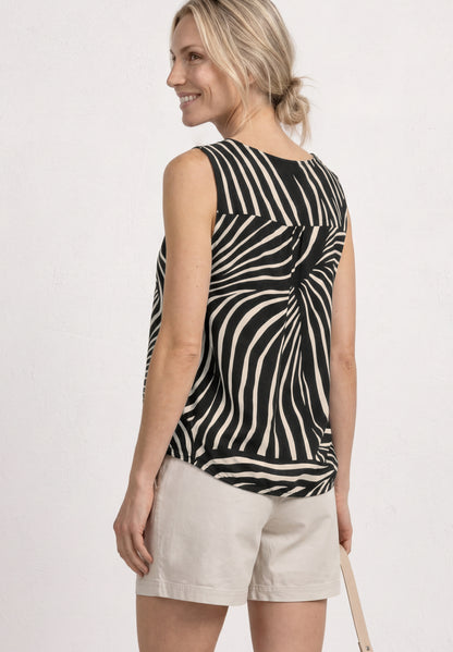 Top mit V-Neck und Elastiksaum