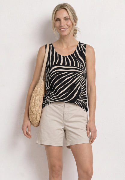 Top mit V-Neck und Elastiksaum