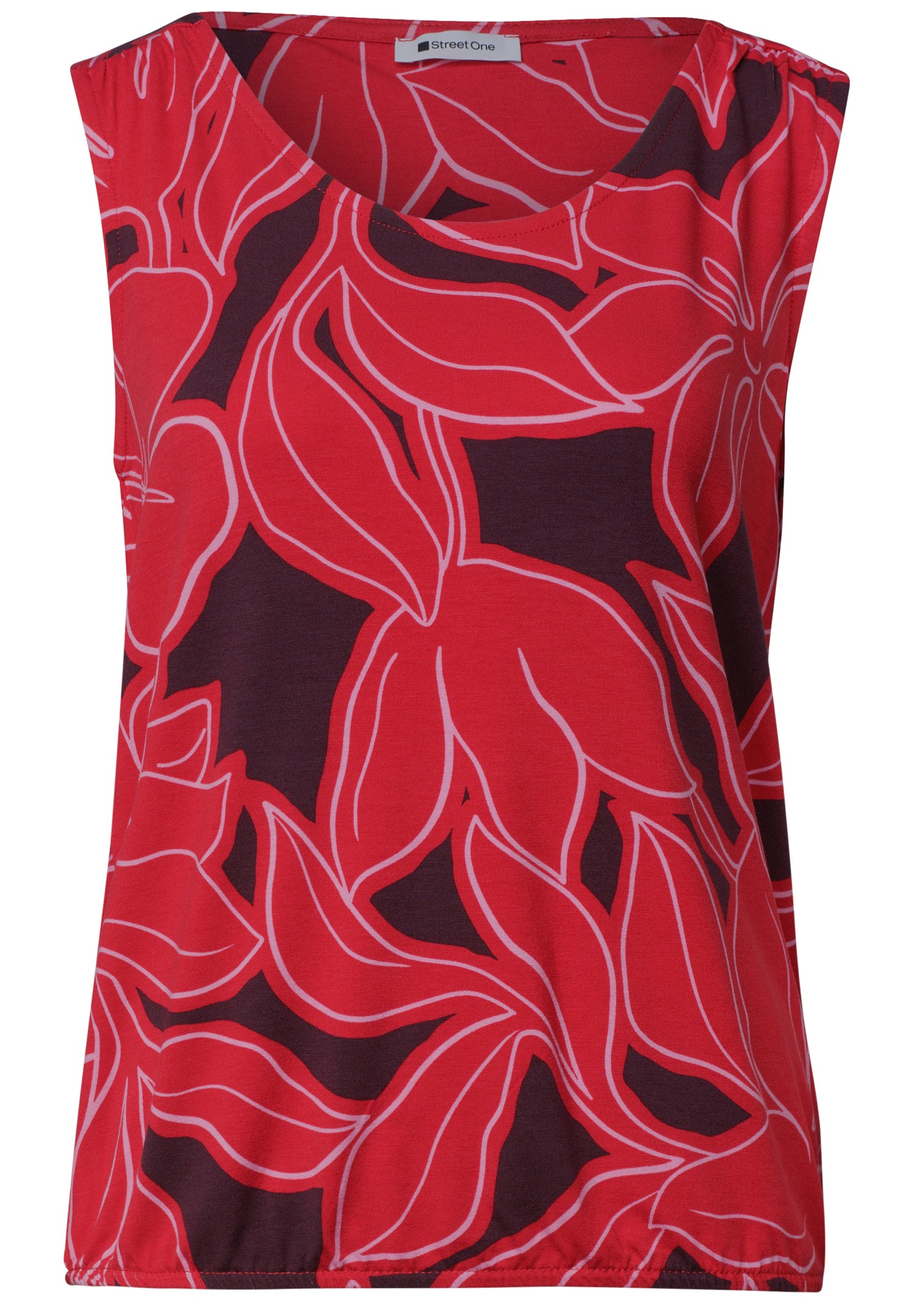 Top mit V-Neck und Elastiksaum