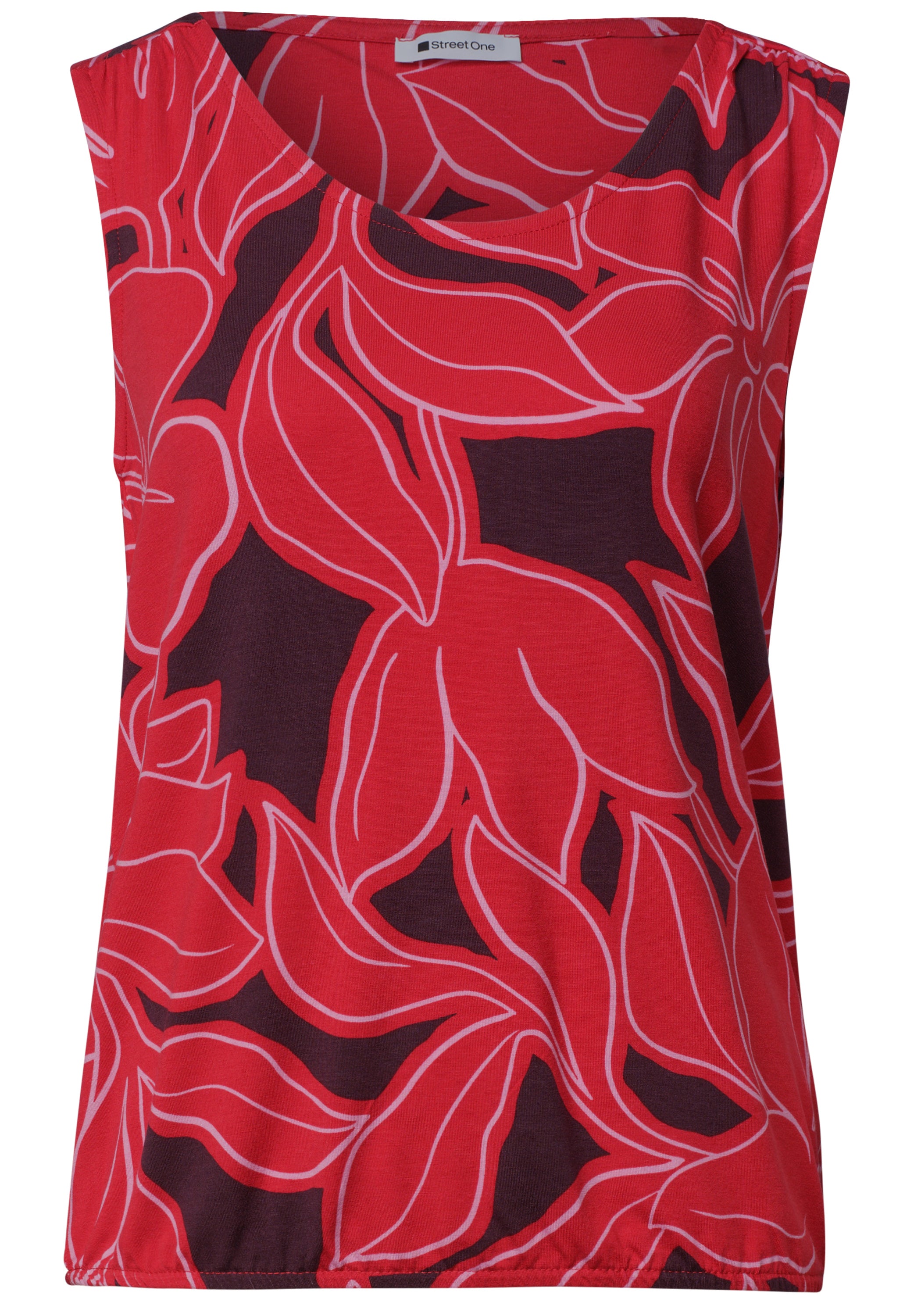 Top mit V-Neck und Elastiksaum