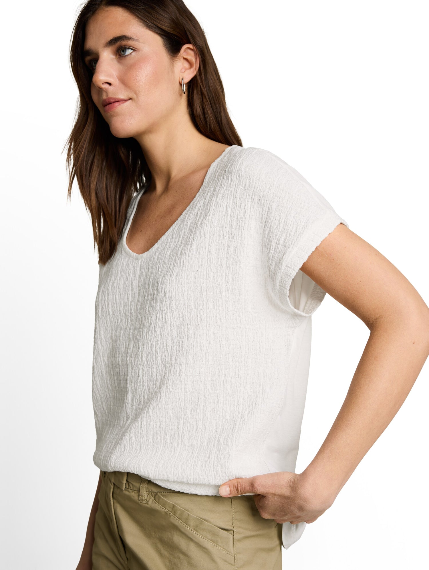 Loose Fit T-Shirt im Material-Mix
