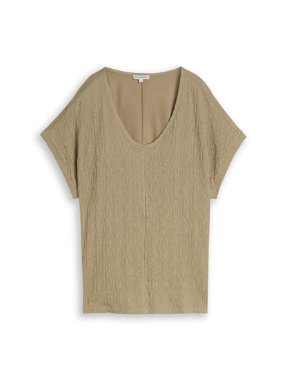Loose Fit T-Shirt im Material-Mix