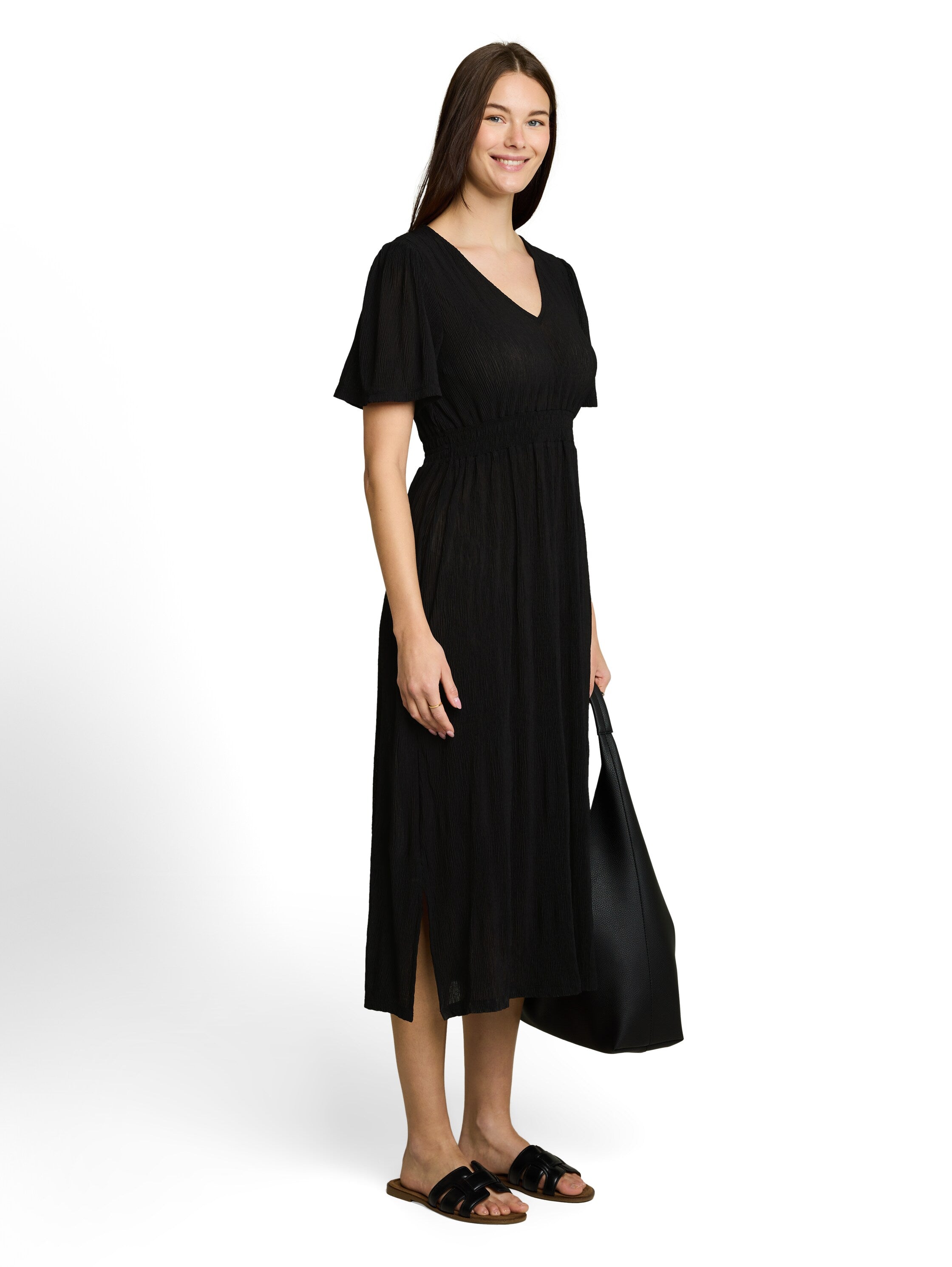 Midi-Kleid in Plissee-Optik