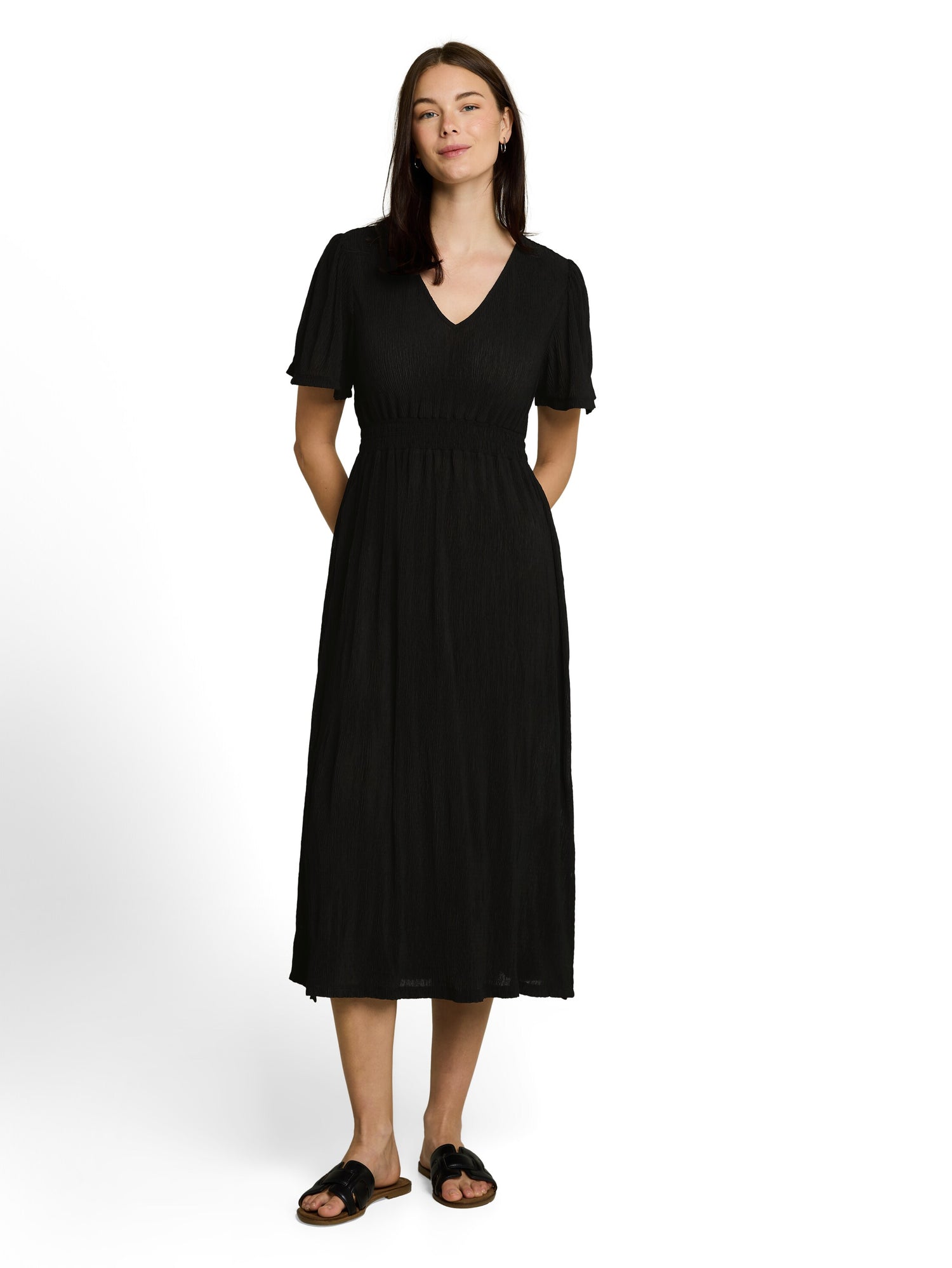 Midi-Kleid in Plissee-Optik