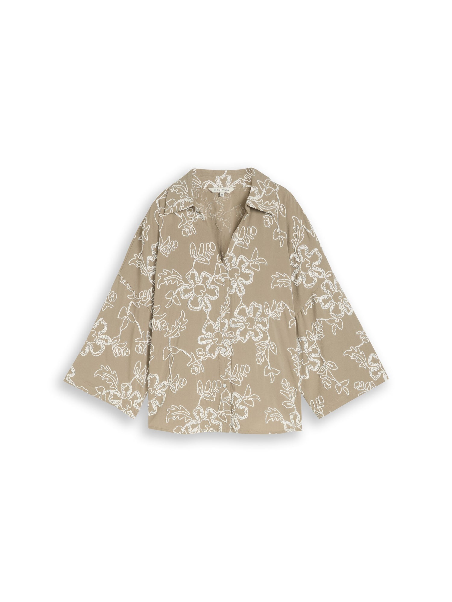Oversize Bluse mit Blumen-Stickereien