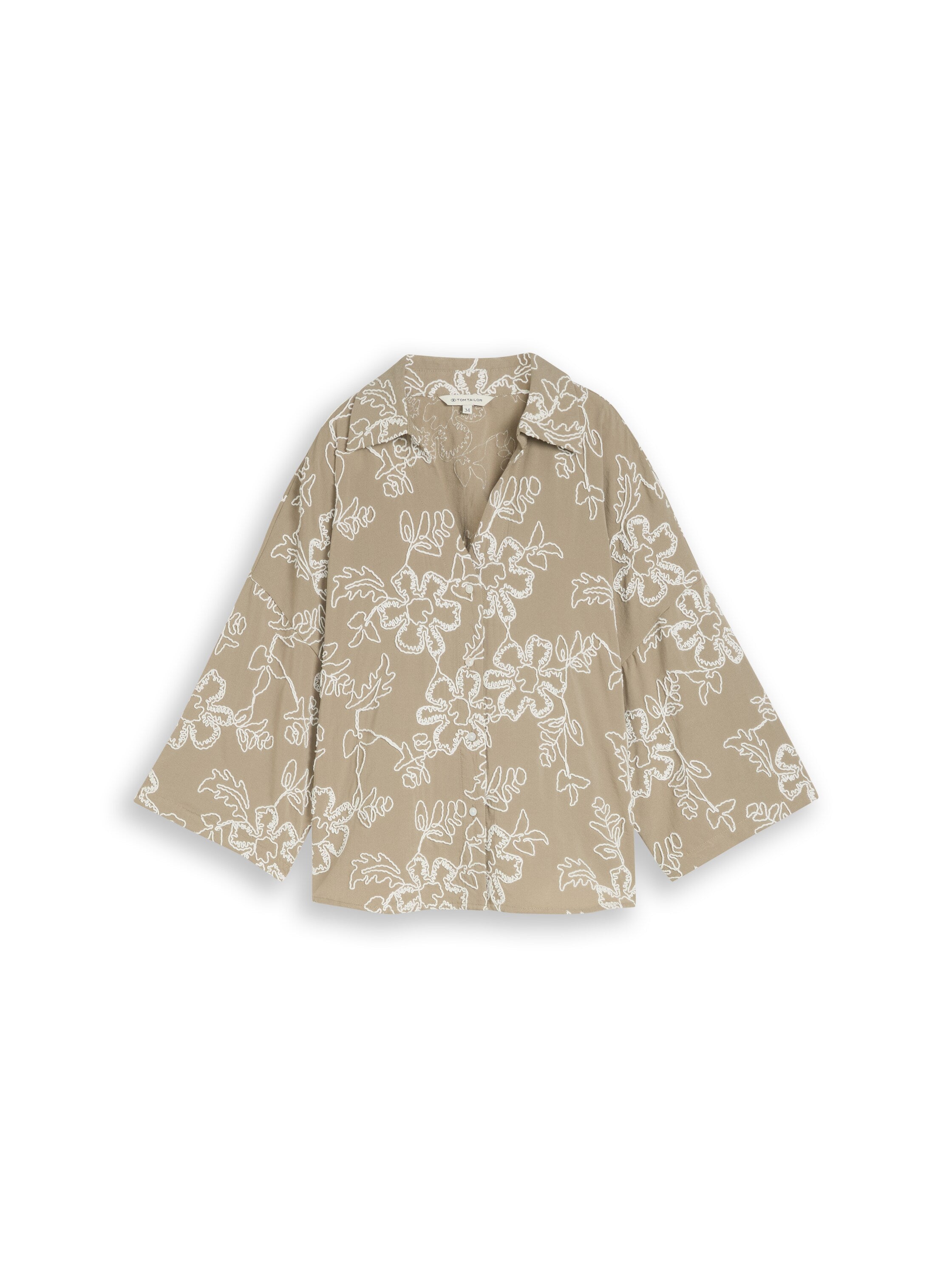 Oversize Bluse mit Blumen-Stickereien