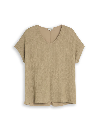 Plus Size - Loose Fit T-Shirt im Material-Mix