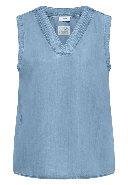 Blusentop im Denim-Look mit V-Neck