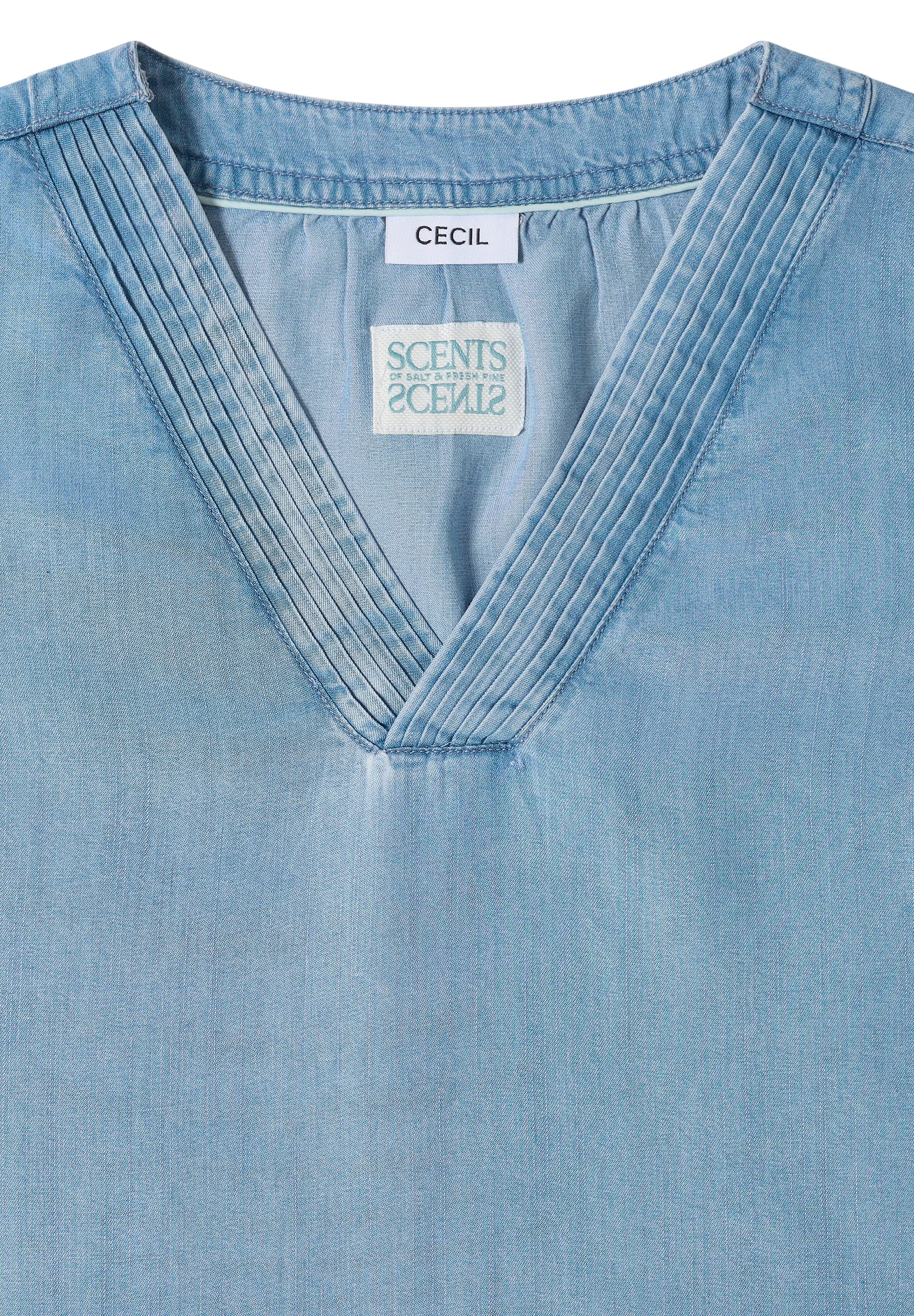 Blusentop im Denim-Look mit V-Neck