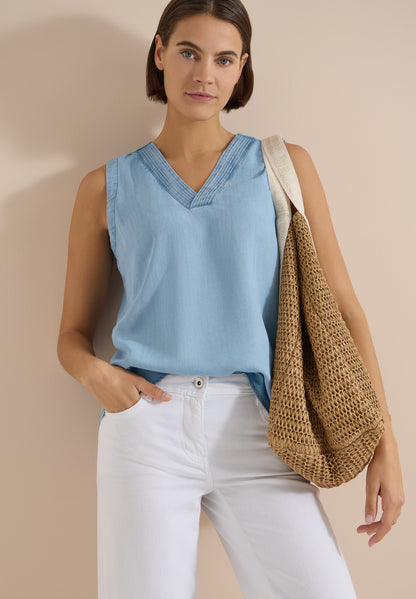 Blusentop im Denim-Look mit V-Neck