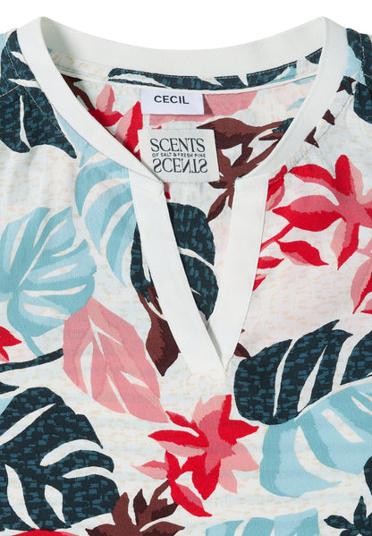 Bluse mit Split Neck und Printmix