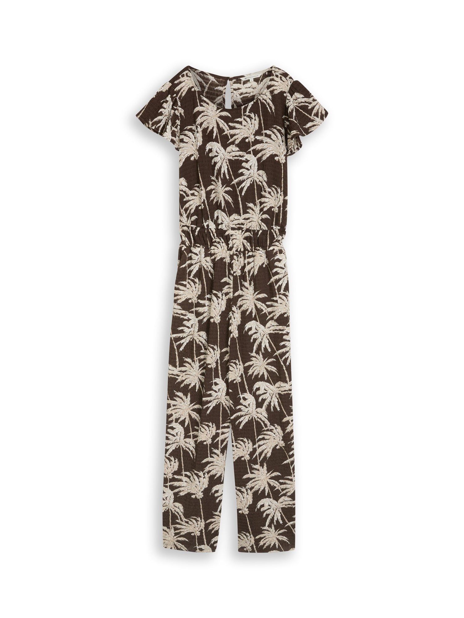 Crinkle Jumpsuit mit Rüschenärmeln
