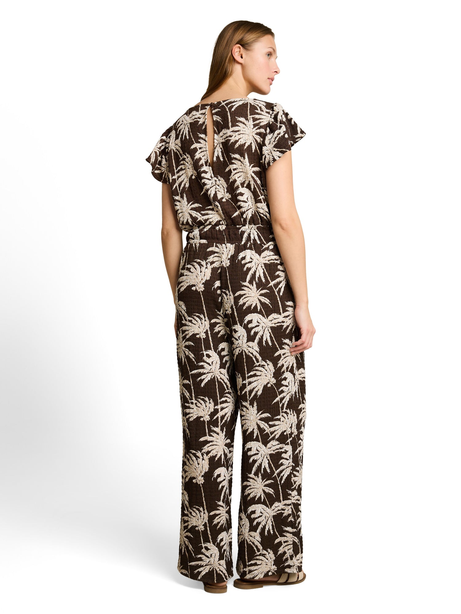 Crinkle Jumpsuit mit Rüschenärmeln