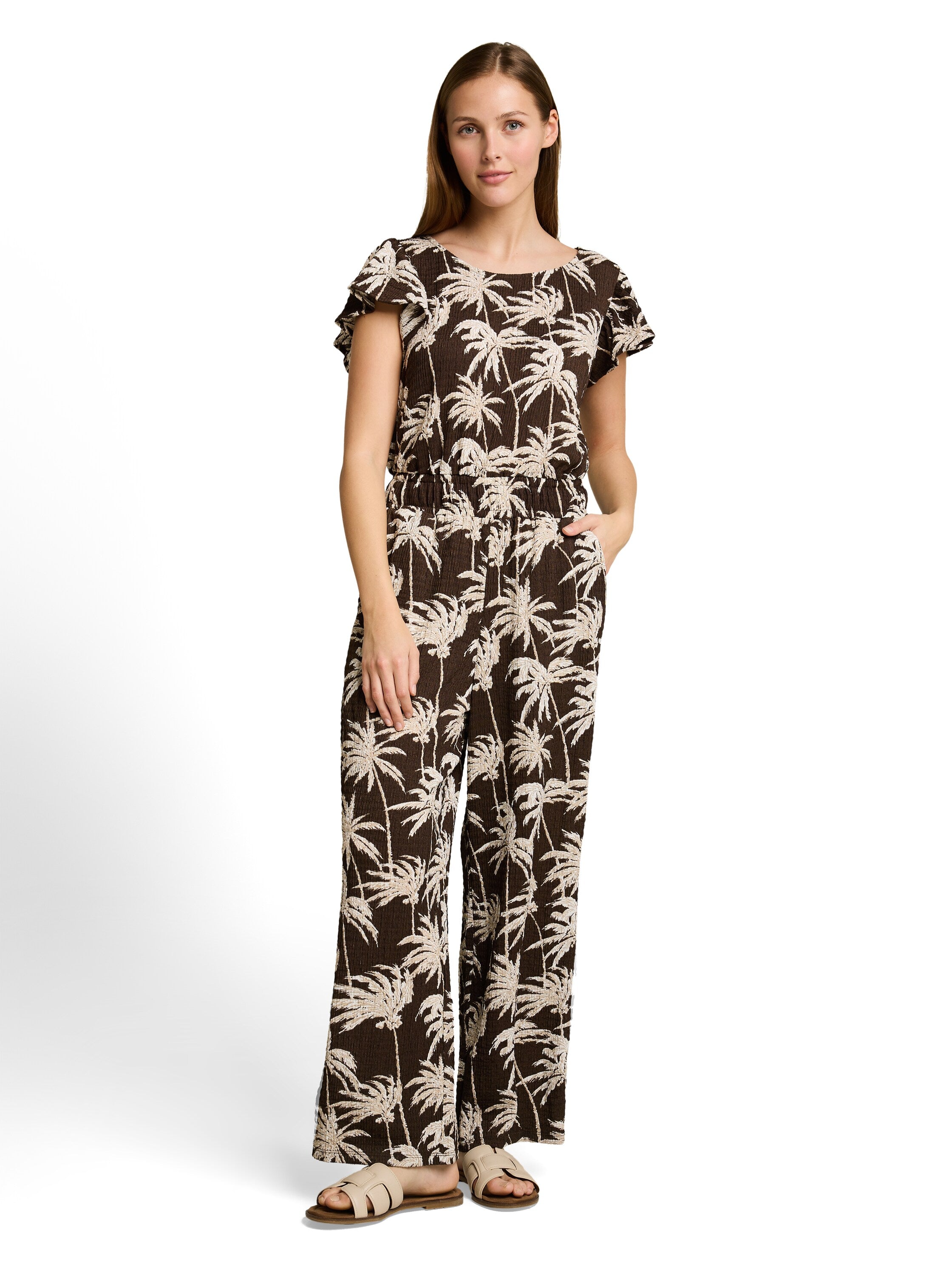 Crinkle Jumpsuit mit Rüschenärmeln
