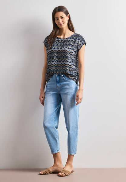 Dropped Shoulder Blusenshirt mit Rundhals