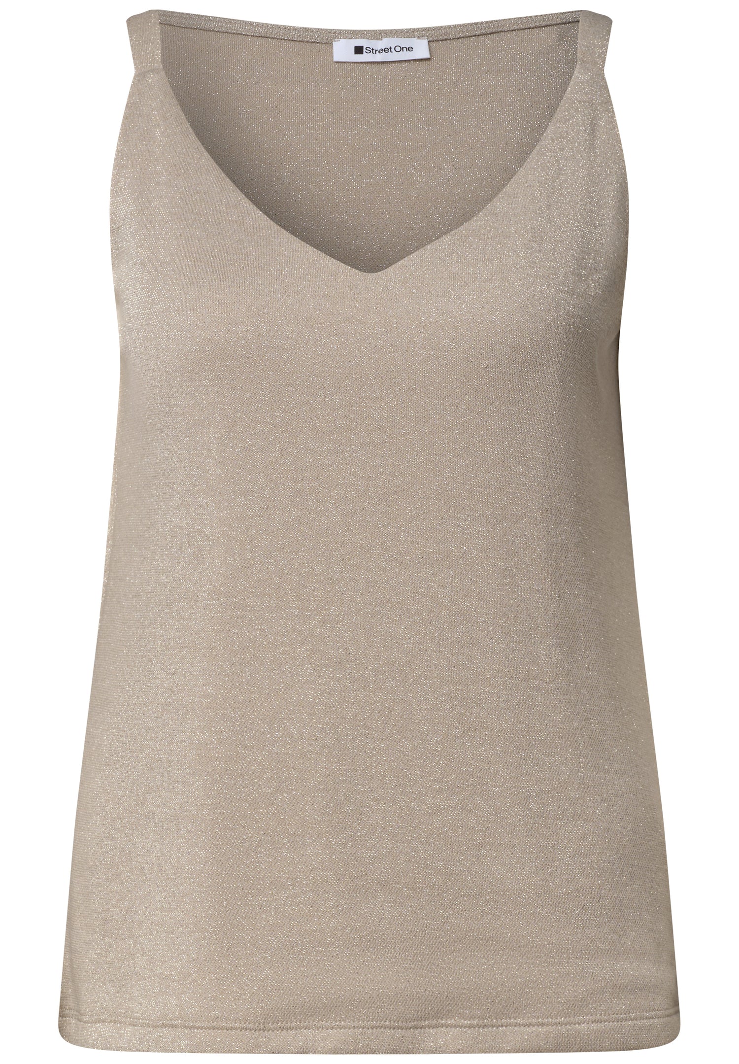 Top mit V-Neck und Glitzerdetails