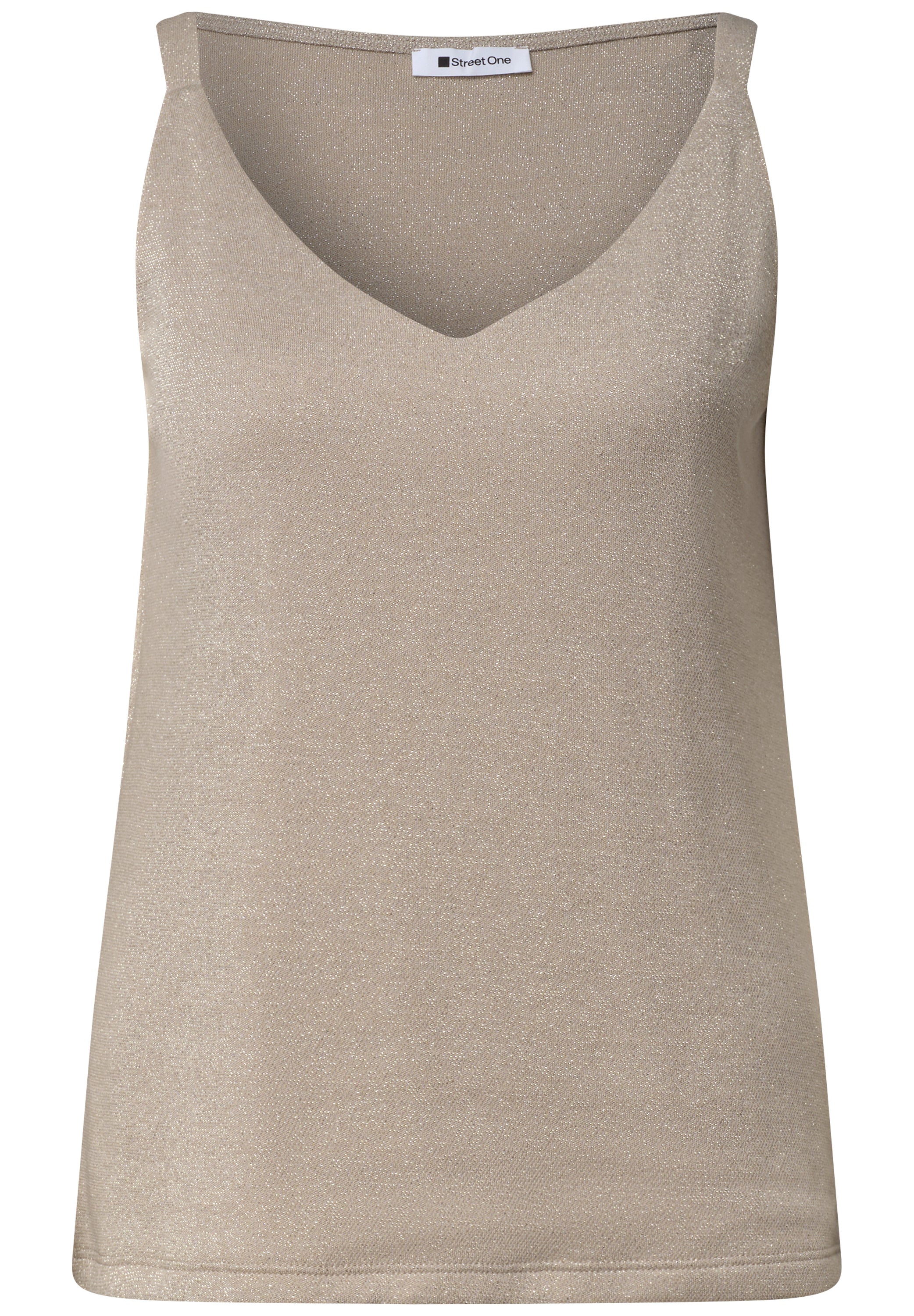 Top mit V-Neck und Glitzerdetails