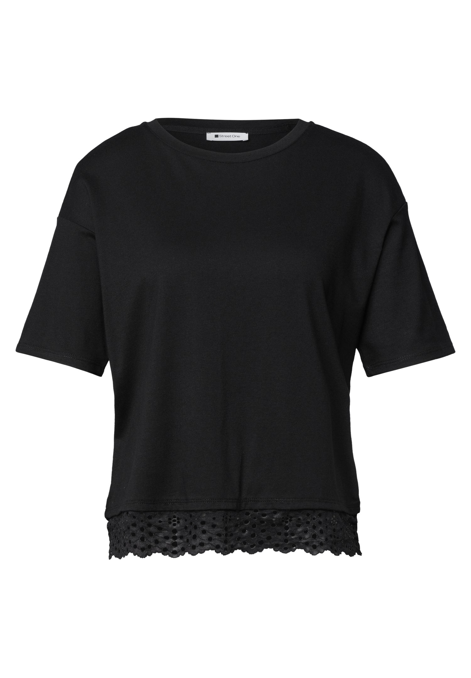 T-Shirt mit Rundhals und Spitze