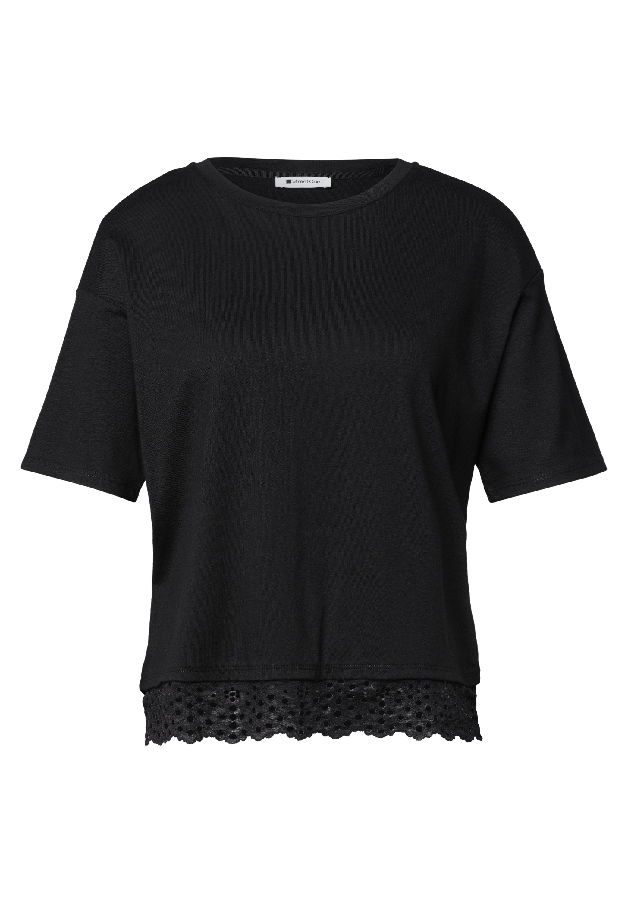 T-Shirt mit Rundhals und Spitze