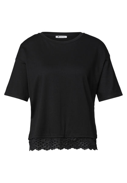 T-Shirt mit Rundhals und Spitze