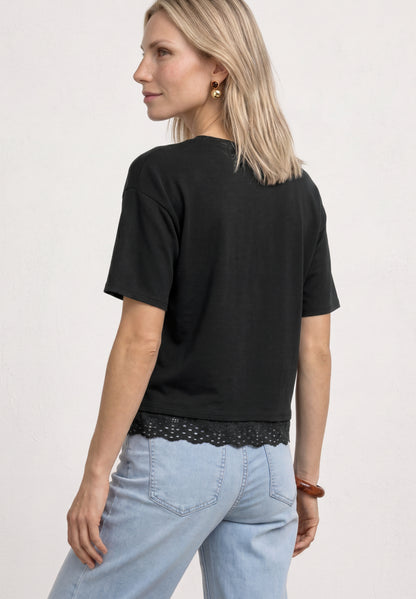 T-Shirt mit Rundhals und Spitze