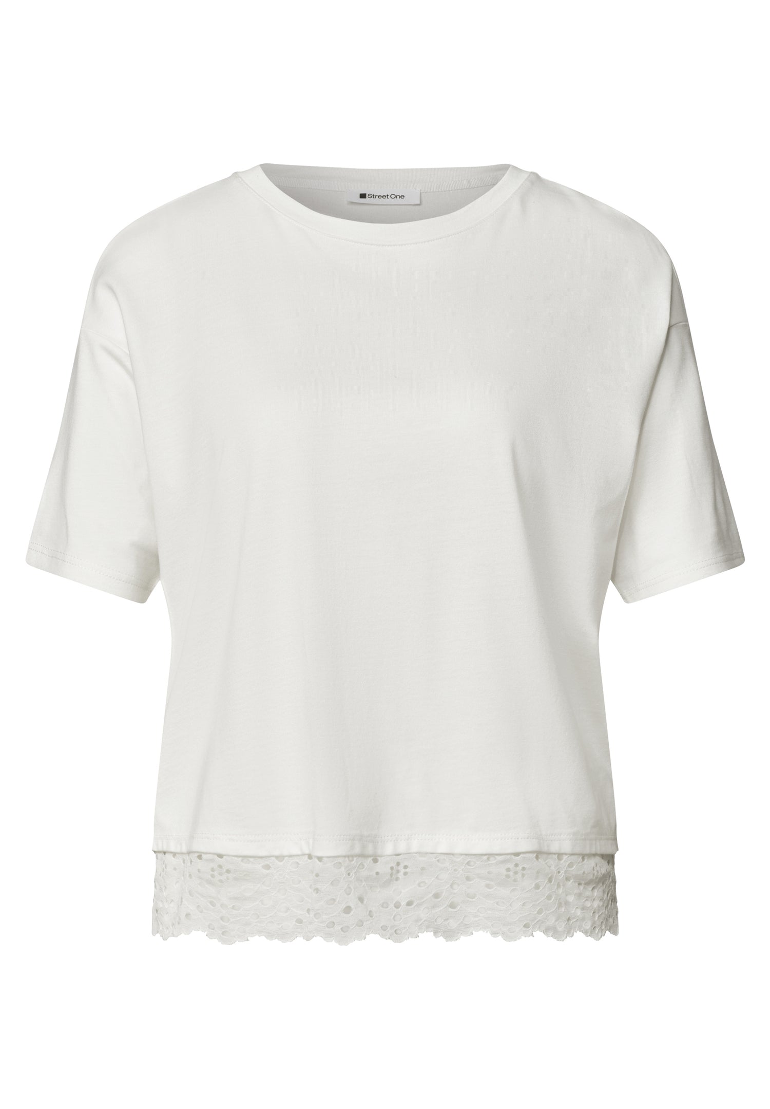 T-Shirt mit Rundhals und Spitze