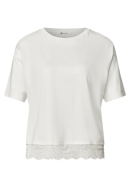 T-Shirt mit Rundhals und Spitze