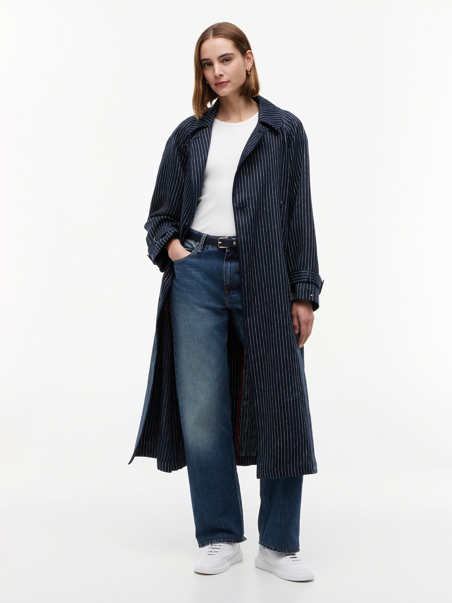 LINEN STRIPE NAUTICAL TRENCH