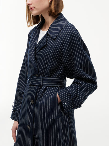 LINEN STRIPE NAUTICAL TRENCH