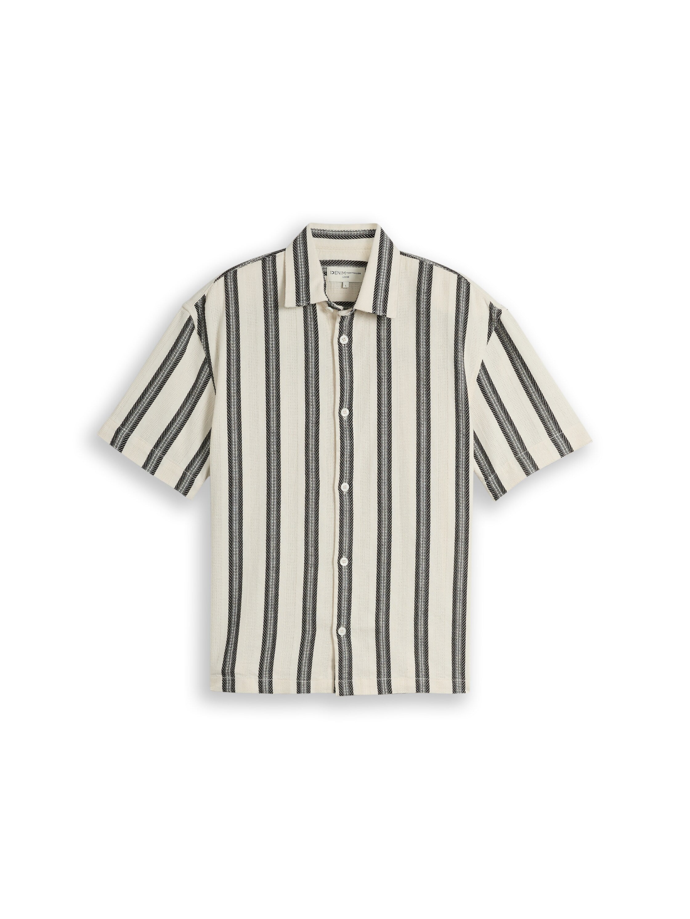 Loose Fit Kurzarmhemd mit Streifenmuster