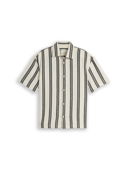 Loose Fit Kurzarmhemd mit Streifenmuster