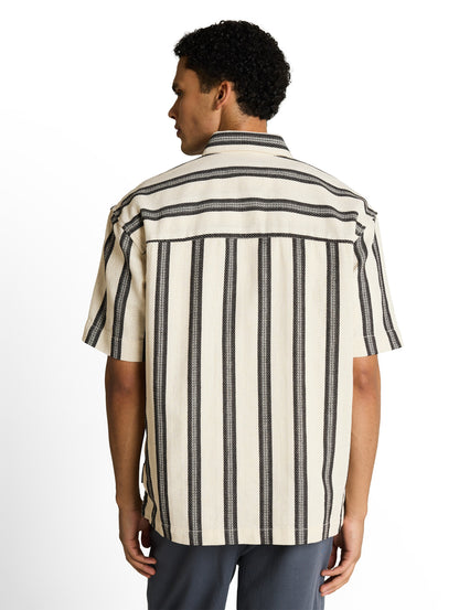 Loose Fit Kurzarmhemd mit Streifenmuster