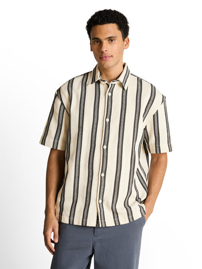 Loose Fit Kurzarmhemd mit Streifenmuster