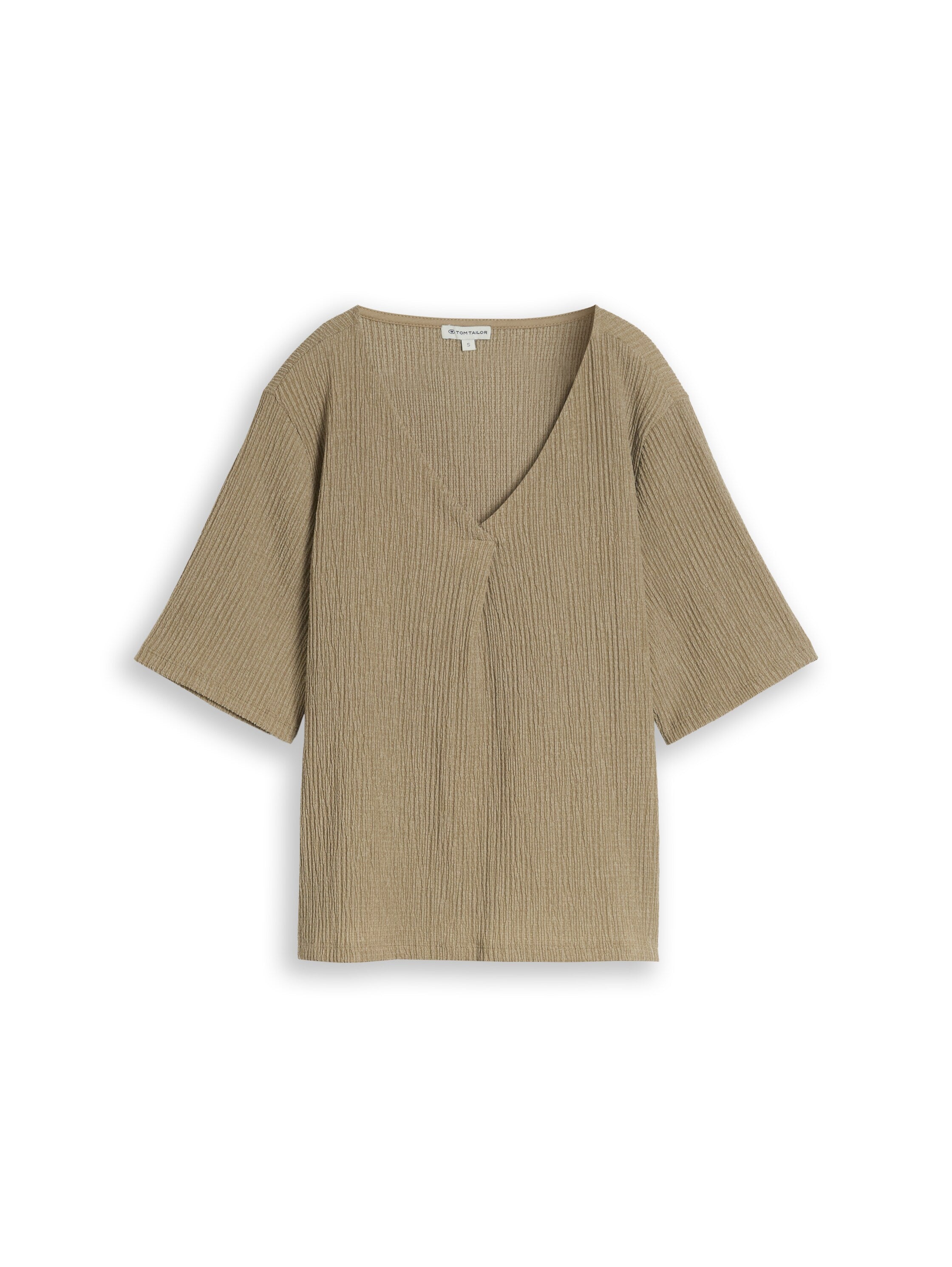 Crinkle T-Shirt mit V-Ausschnitt