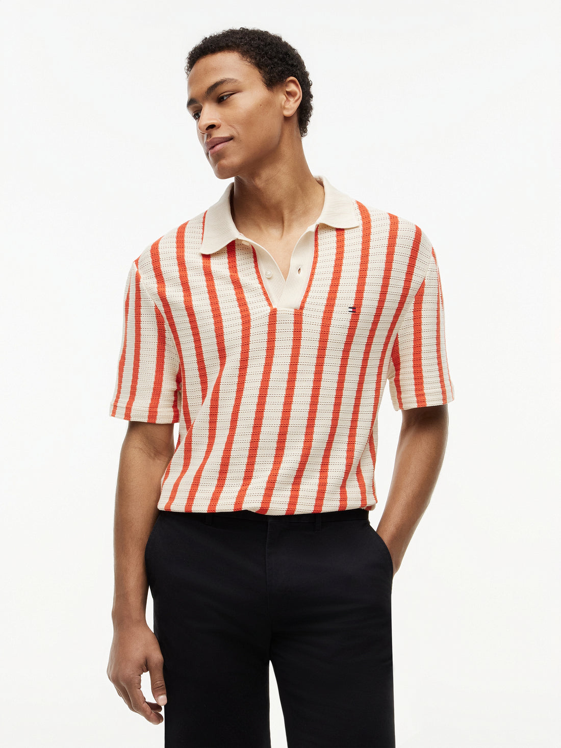 OPEN KNIT RELAXED FIT POLO