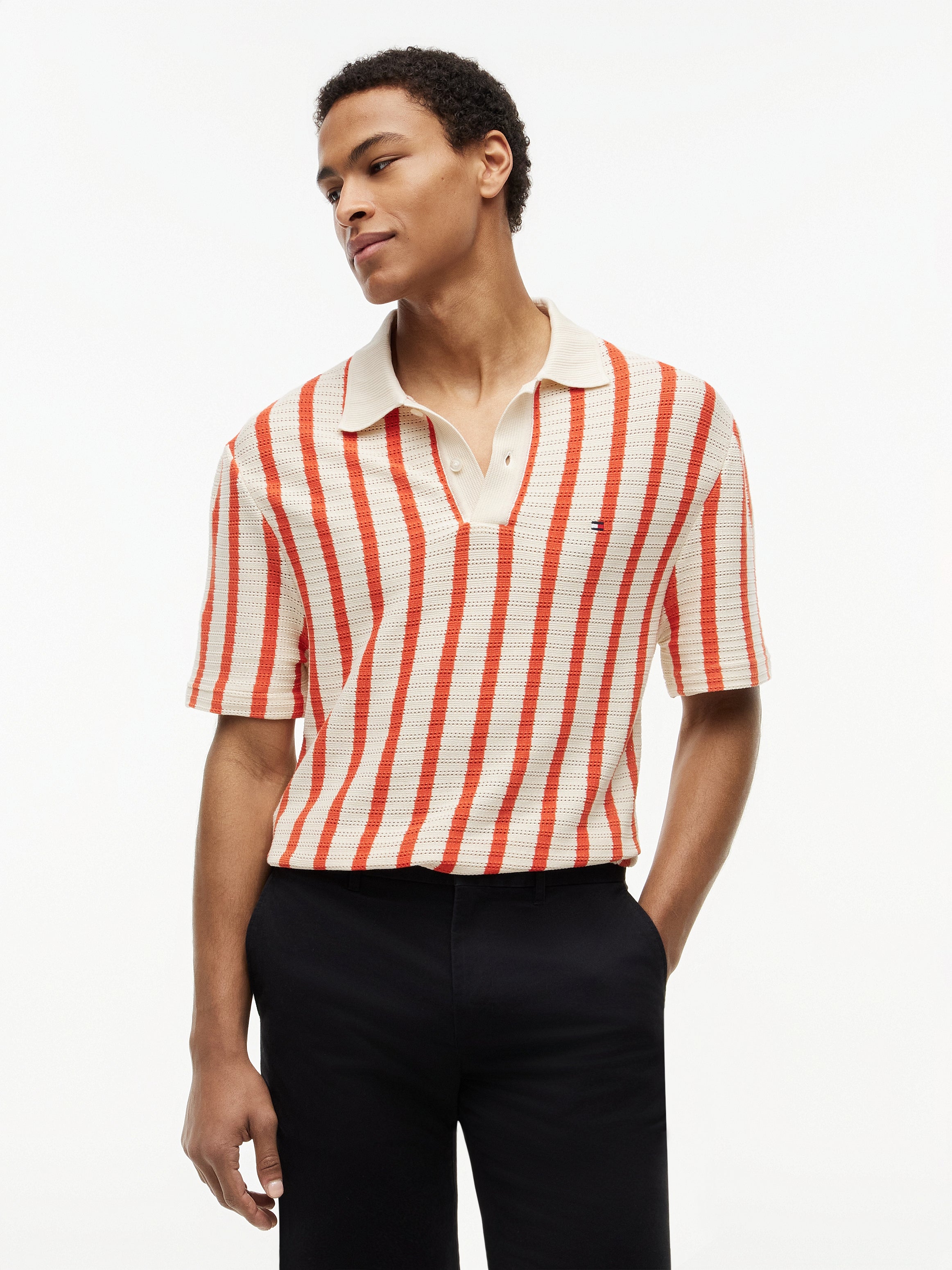 OPEN KNIT RELAXED FIT POLO