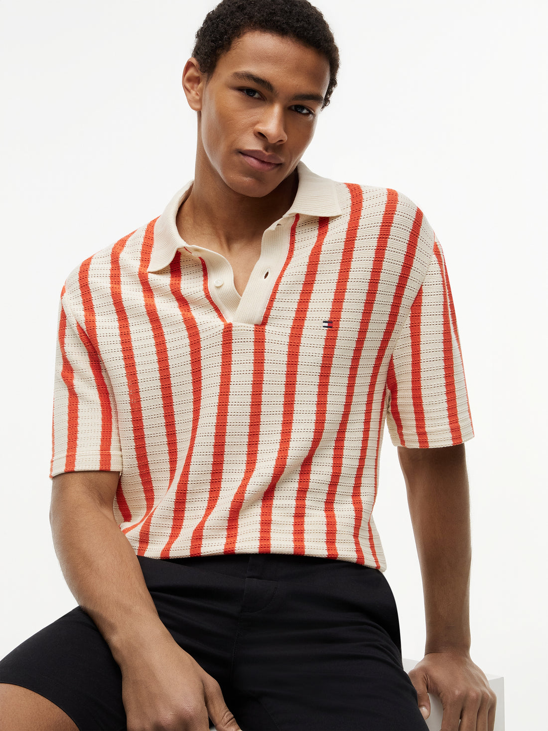 OPEN KNIT RELAXED FIT POLO