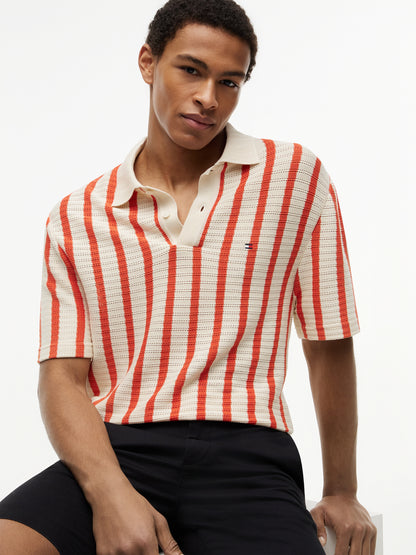 OPEN KNIT RELAXED FIT POLO