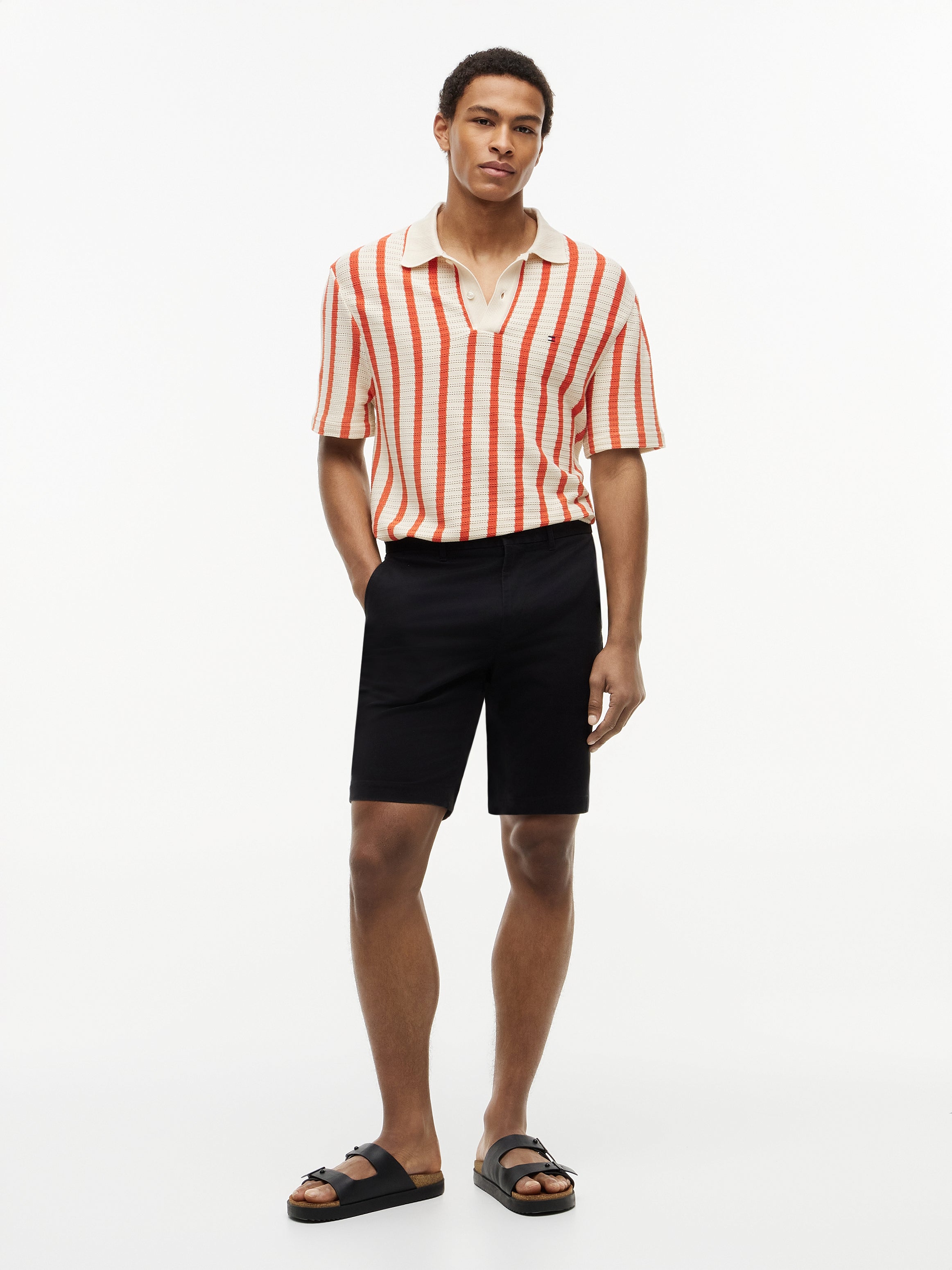 OPEN KNIT RELAXED FIT POLO