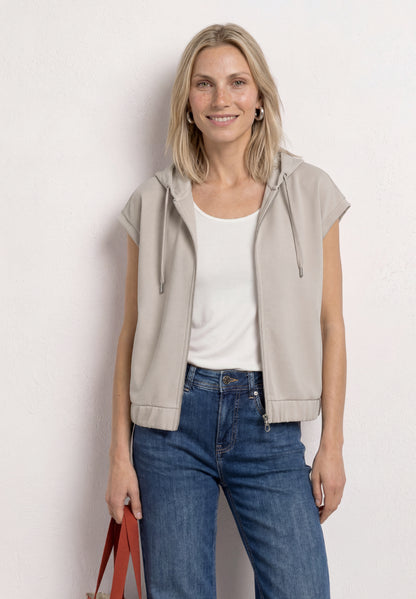 Weste im Silk-Look mit Kapuze