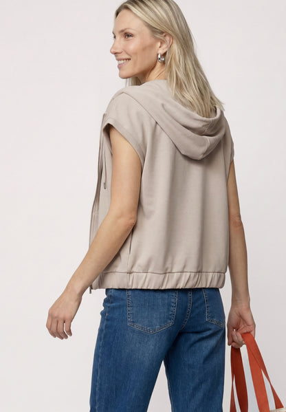 Weste im Silk-Look mit Kapuze