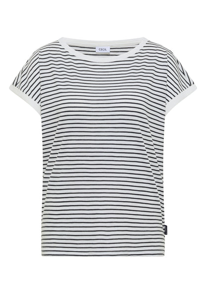 T-Shirt mit Boat Neck und Streifen