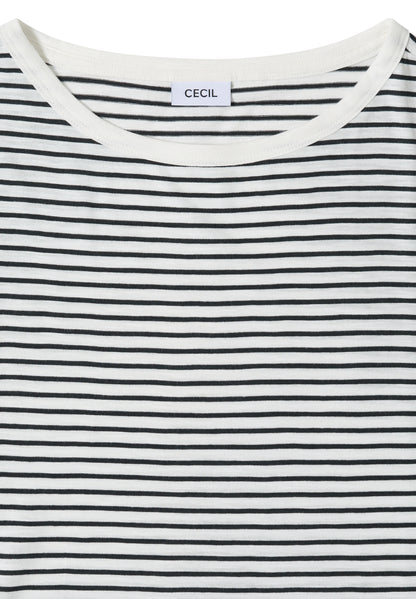 T-Shirt mit Boat Neck und Streifen