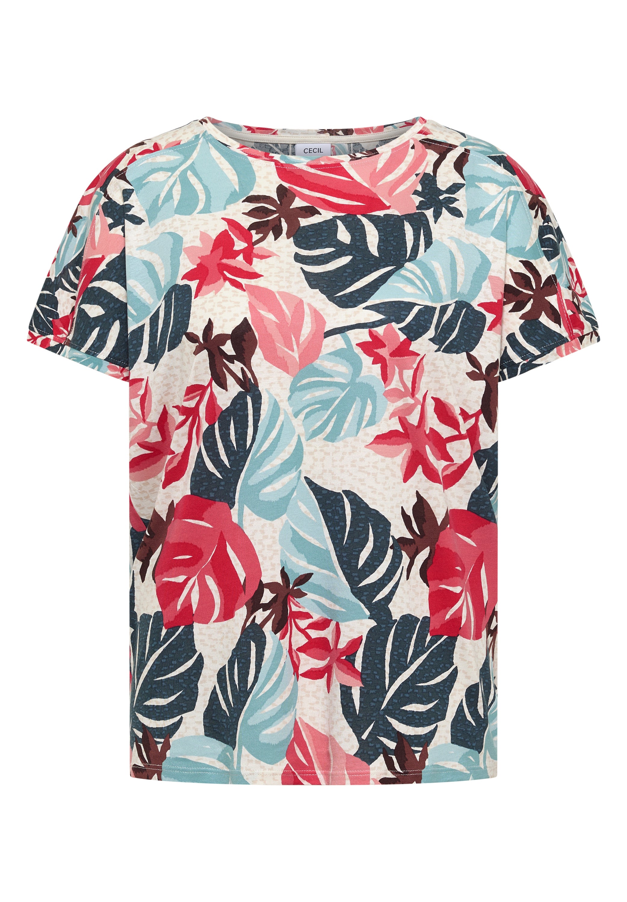 T-Shirt mit U-Boot-Ausschnitt und Print