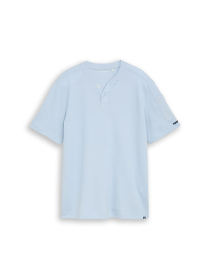 Henley T-Shirt mit Waffelstruktur