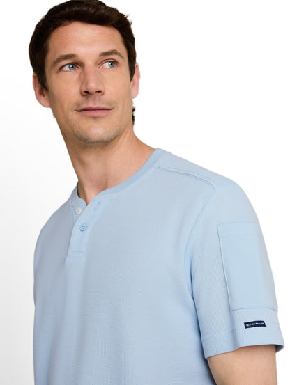 Henley T-Shirt mit Waffelstruktur